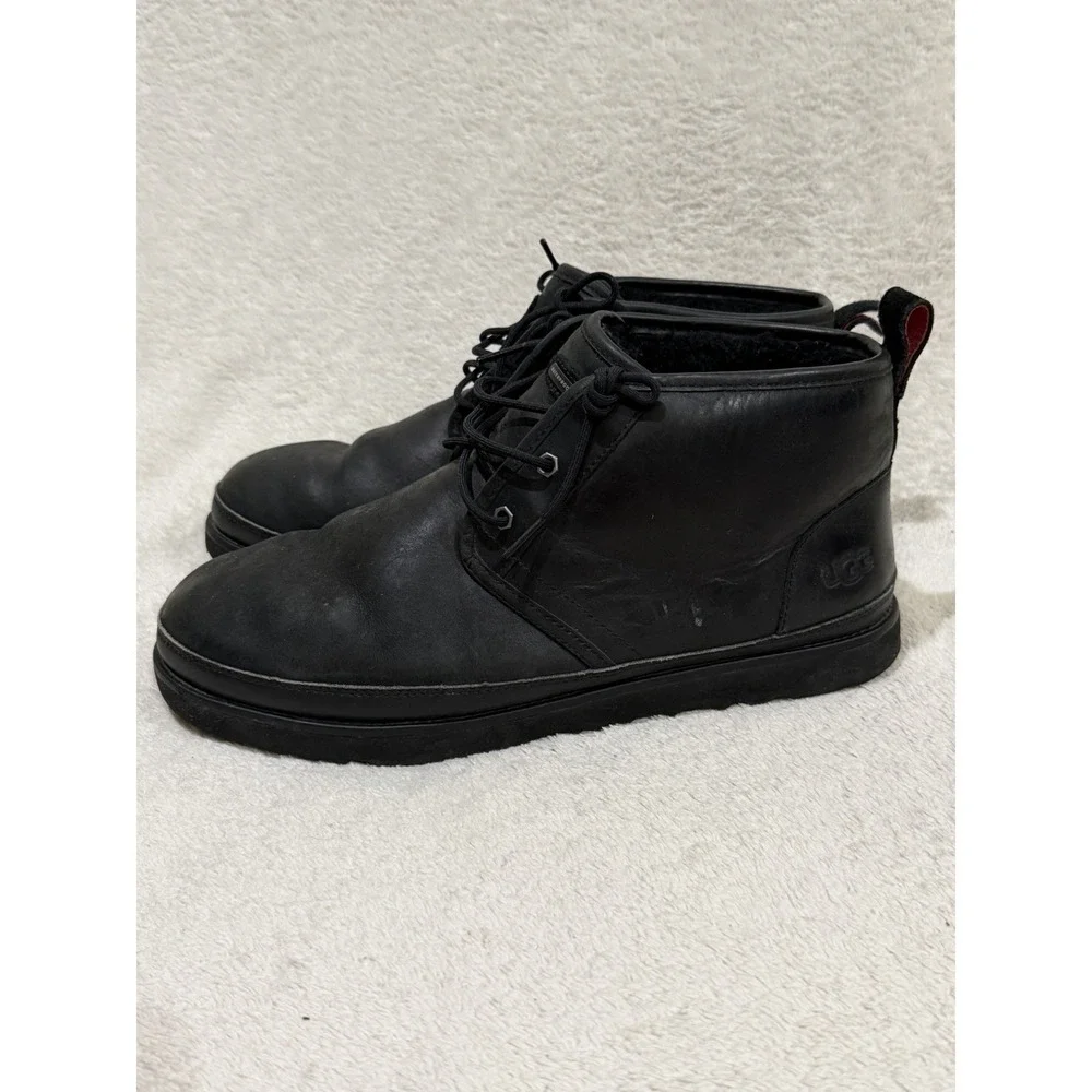UGG Neumel Waterproof Leather Chukka Boots Mens 13 Black Lined 1017254